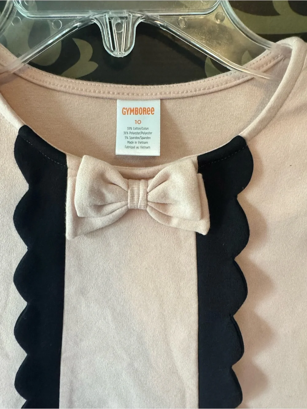 Gymboree Cream Dress with Black Scallop Trim and Bow